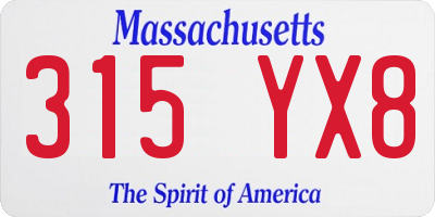 MA license plate 315YX8