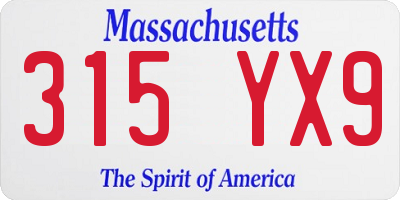 MA license plate 315YX9