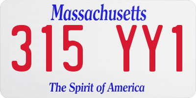 MA license plate 315YY1