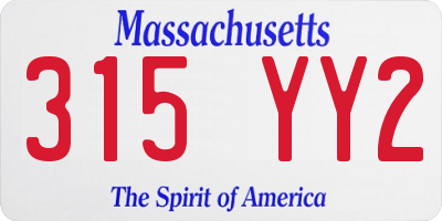 MA license plate 315YY2