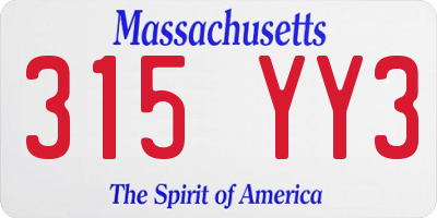 MA license plate 315YY3