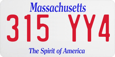 MA license plate 315YY4