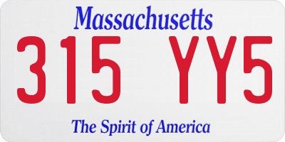 MA license plate 315YY5