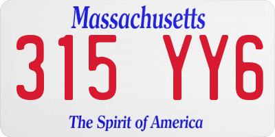 MA license plate 315YY6
