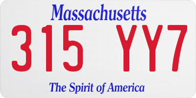 MA license plate 315YY7