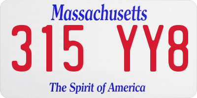 MA license plate 315YY8