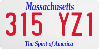 MA license plate 315YZ1