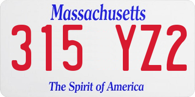 MA license plate 315YZ2