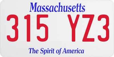 MA license plate 315YZ3