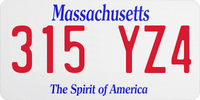 MA license plate 315YZ4