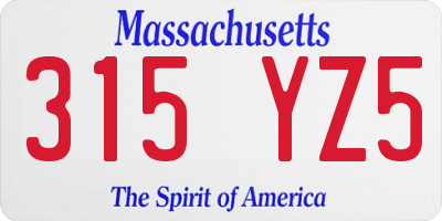 MA license plate 315YZ5