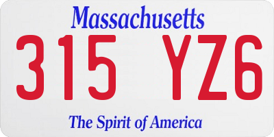 MA license plate 315YZ6