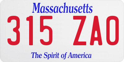 MA license plate 315ZA0