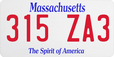 MA license plate 315ZA3