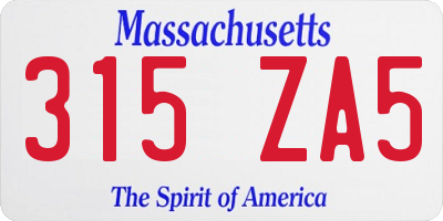 MA license plate 315ZA5