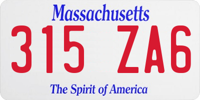 MA license plate 315ZA6