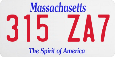 MA license plate 315ZA7