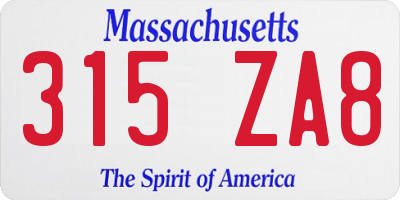 MA license plate 315ZA8
