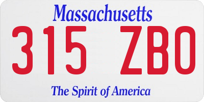 MA license plate 315ZB0