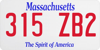 MA license plate 315ZB2