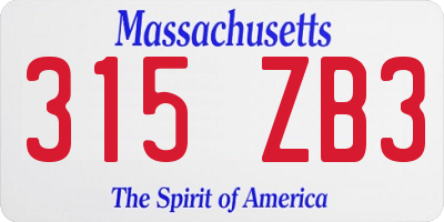 MA license plate 315ZB3