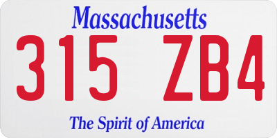 MA license plate 315ZB4