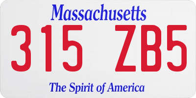 MA license plate 315ZB5