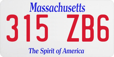 MA license plate 315ZB6