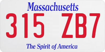 MA license plate 315ZB7