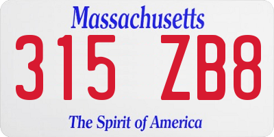 MA license plate 315ZB8