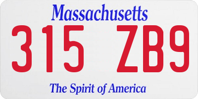 MA license plate 315ZB9