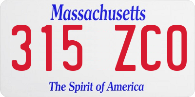 MA license plate 315ZC0