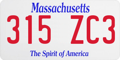 MA license plate 315ZC3