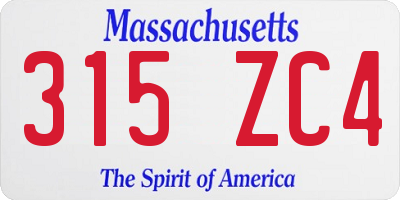 MA license plate 315ZC4