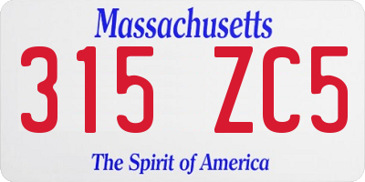 MA license plate 315ZC5