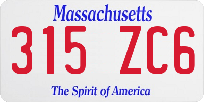 MA license plate 315ZC6