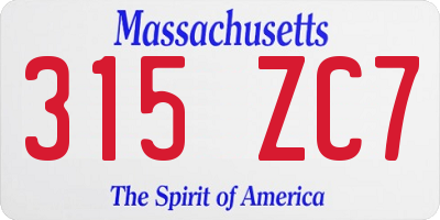 MA license plate 315ZC7