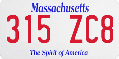 MA license plate 315ZC8