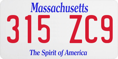 MA license plate 315ZC9