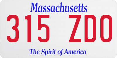 MA license plate 315ZD0