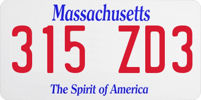 MA license plate 315ZD3