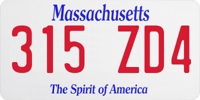 MA license plate 315ZD4