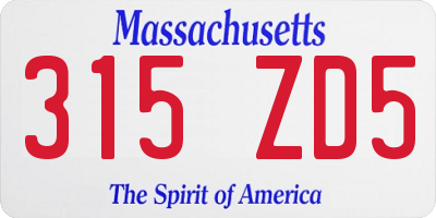 MA license plate 315ZD5