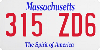 MA license plate 315ZD6