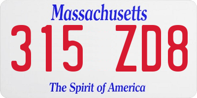 MA license plate 315ZD8