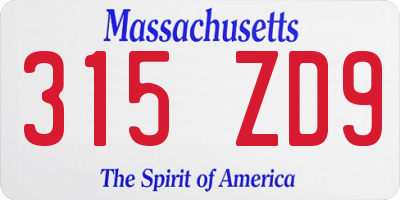 MA license plate 315ZD9