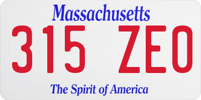 MA license plate 315ZE0