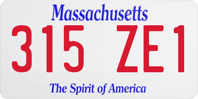 MA license plate 315ZE1