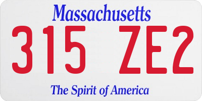 MA license plate 315ZE2