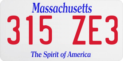 MA license plate 315ZE3